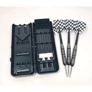 Set Of 3 Accudart Steel Tip Darts W/Original Plastic Case & Flights
